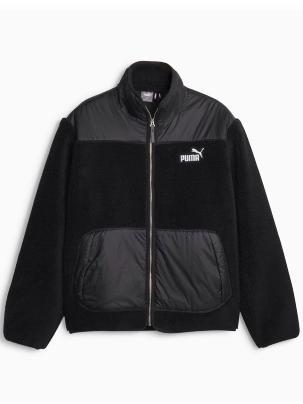 Puma Black Sherpa Panel Zip Jacket for Men Size Large - Picture 4 of 15